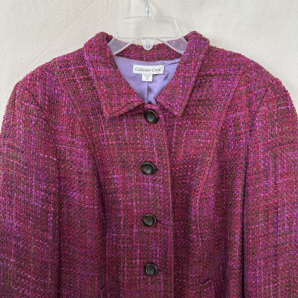 Coldwater Creek Purple Tweed Buttons‎ Jacket Blazer Womens 18 Old Money Preppy - Picture 4 of 13